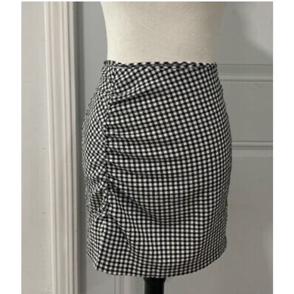 NWOT Zara Ruched Gingham Mini Skirt